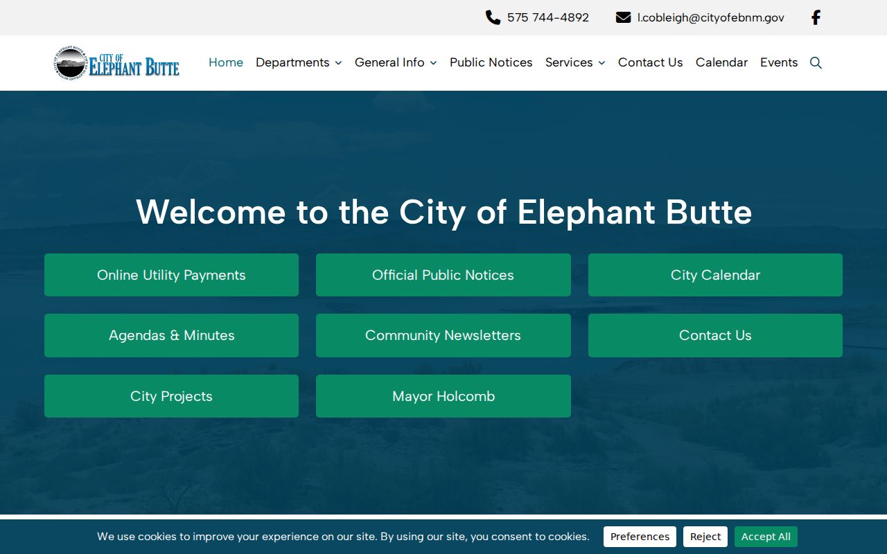 Official Elephant Butte city website and government information