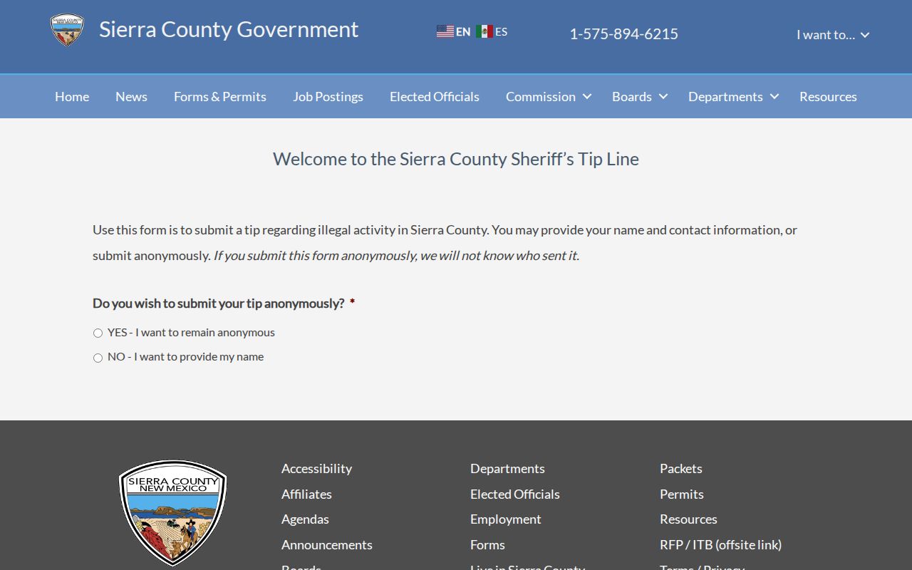 Sierra County Sheriff office contact and records information